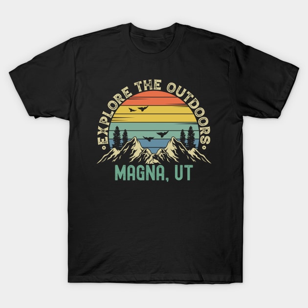 Magna, Utah - Explore The Outdoors - Magna, UT Colorful Vintage Sunset T-Shirt by Feel Good Clothing Co.